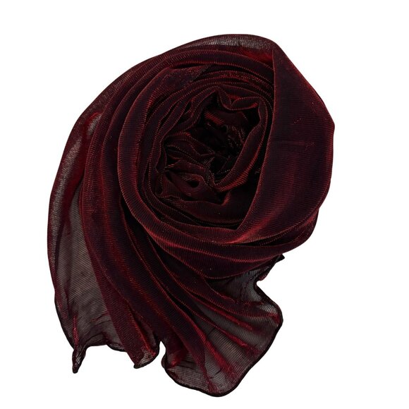 Red Black Sheer Sparkly Scarf Holiday Christmas Party Shimmer - Picture 1 of 7